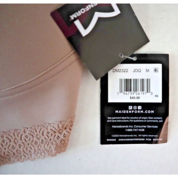 Maidenform DM2322-JDQ Women's Sz M Blush Pink Lace Trim Triangle Rib Bralette - Picture 3 of 9